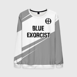 Мужской свитшот 3D Blue Exorcist glitch на светлом фоне: символ сверху