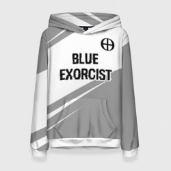 Женская толстовка 3D Blue Exorcist glitch на светлом фоне: символ сверху