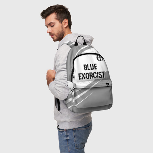 Рюкзак 3D Blue Exorcist glitch на светлом фоне: символ сверху - фото 3