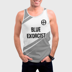 Мужская майка 3D Blue Exorcist glitch на светлом фоне: символ сверху - фото 2