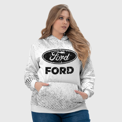 Женская толстовка 3D Ford с потертостями на светлом фоне, цвет 3D печать - фото 6