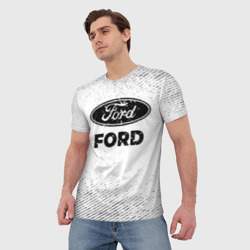 Мужская футболка 3D Ford с потертостями на светлом фоне - фото 2