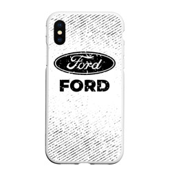 Чехол для iPhone XS Max матовый Ford с потертостями на светлом фоне