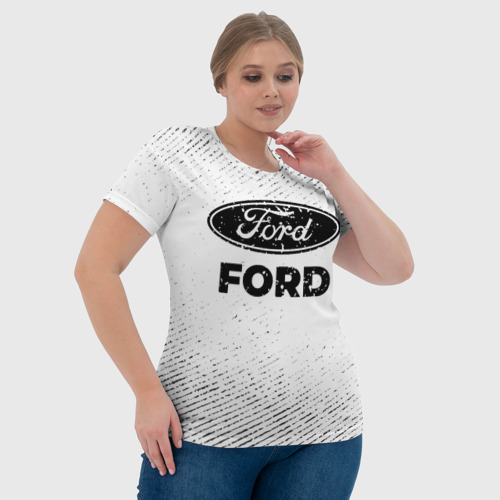 Женская футболка 3D Ford с потертостями на светлом фоне, цвет 3D печать - фото 6