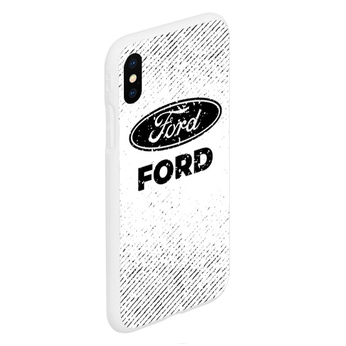 Чехол для iPhone XS Max матовый Ford с потертостями на светлом фоне - фото 3