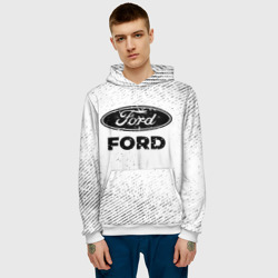 Мужская толстовка 3D Ford с потертостями на светлом фоне - фото 2