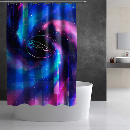 Штора 3D для ванной Jaguar неоновый космос - фото 2