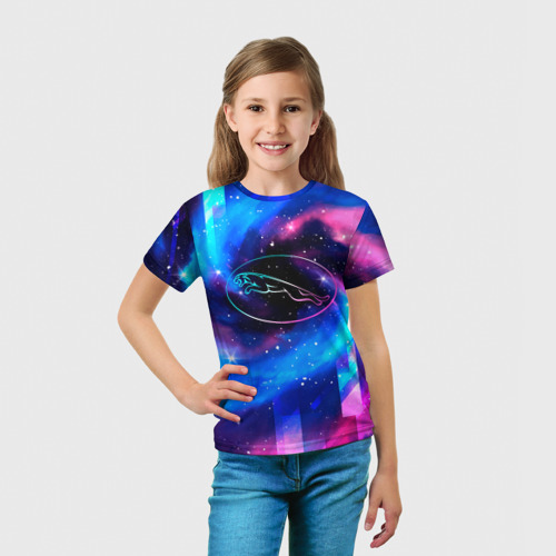 Детская футболка 3D Jaguar неоновый космос, цвет 3D печать - фото 5