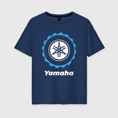 Женская футболка хлопок Oversize Yamaha в стиле Top Gear, цвет темно-синий