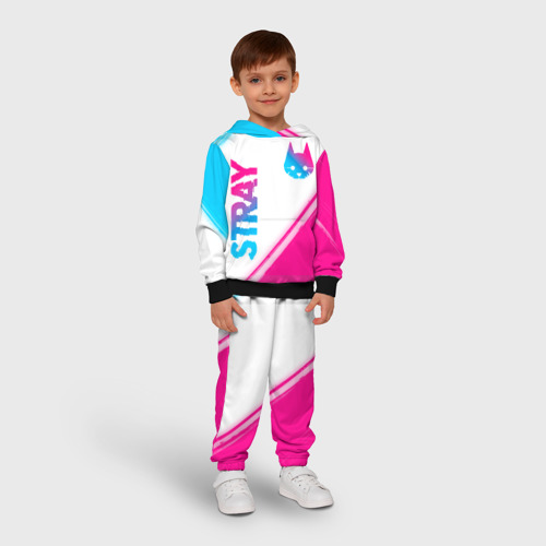 Детский костюм с толстовкой 3D Stray neon gradient style: надпись, символ, цвет черный - фото 3