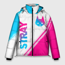 Мужская зимняя куртка 3D Stray neon gradient style: надпись, символ