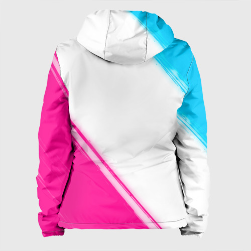 Женская куртка 3D с принтом Stray neon gradient style: надпись, символ, вид сзади #1