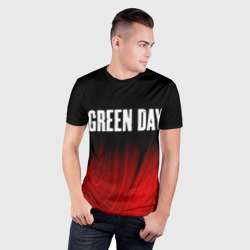 Мужская футболка 3D Slim Green Day red plasma - фото 2