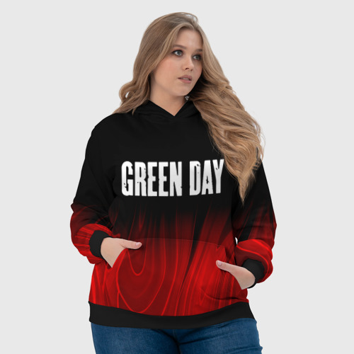 Женская толстовка 3D Green Day red plasma, цвет 3D печать - фото 6