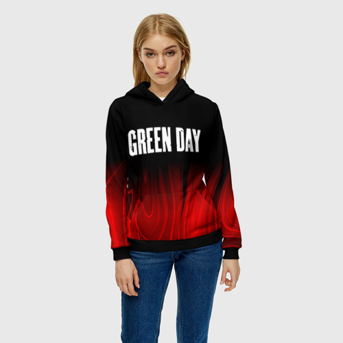 Женская толстовка 3D Green Day red plasma, цвет 3D печать - фото 3