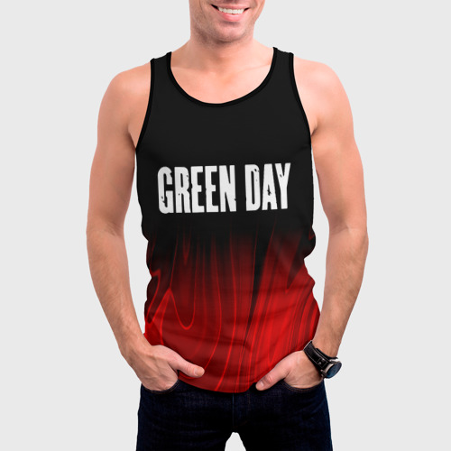 Мужская майка 3D Green Day red plasma, цвет 3D печать - фото 3