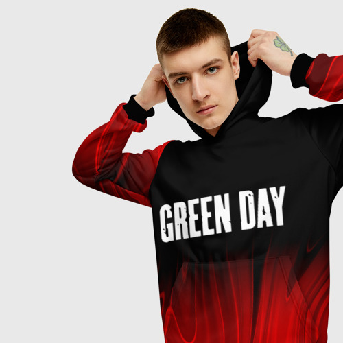 Мужская толстовка 3D Green Day red plasma, цвет черный - фото 5