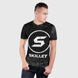 Мужская футболка 3D Slim Skillet с потертостями на темном фоне - фото 2