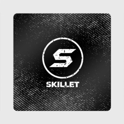 Магнит виниловый Квадрат Skillet с потертостями на темном фоне