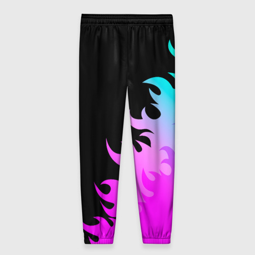 Женские брюки 3D с принтом Green Day неоновый огонь, вид сзади #1