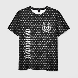 Мужская футболка 3D Radiohead glitch на темном фоне: надпись, символ