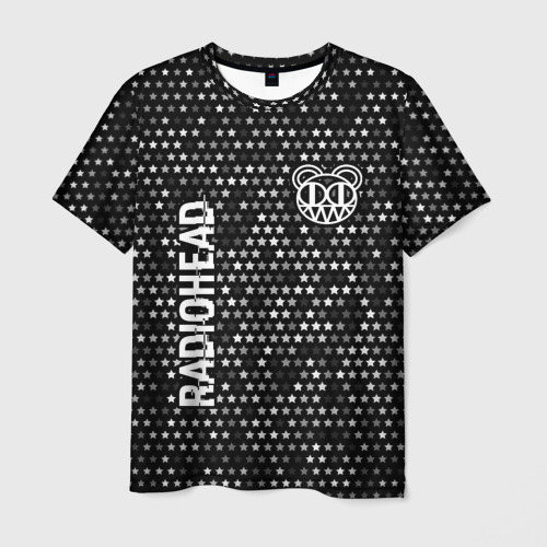Мужская футболка 3D Radiohead glitch на темном фоне: надпись, символ, цвет 3D печать