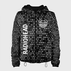 Женская куртка 3D Radiohead glitch на темном фоне: надпись, символ