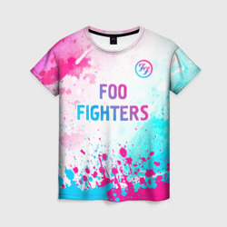 Женская футболка 3D Foo Fighters neon gradient style: символ сверху