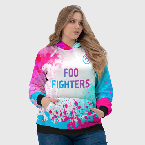 Женская толстовка 3D Foo Fighters neon gradient style: символ сверху, цвет 3D печать - фото 6