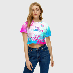 Женская футболка Crop-top 3D Foo Fighters neon gradient style: символ сверху - фото 2