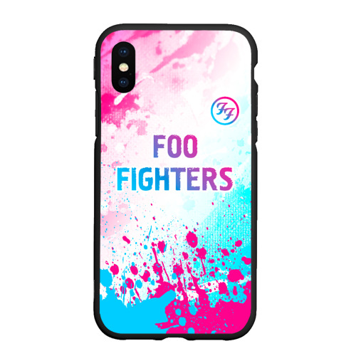 Чехол для iPhone XS Max матовый Foo Fighters neon gradient style: символ сверху