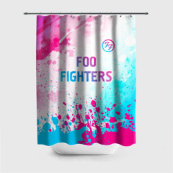 Штора 3D для ванной Foo Fighters neon gradient style: символ сверху