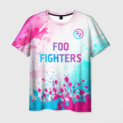 Мужская футболка 3D Foo Fighters neon gradient style: символ сверху