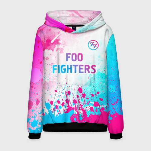 Мужская толстовка 3D Foo Fighters neon gradient style: символ сверху, цвет черный