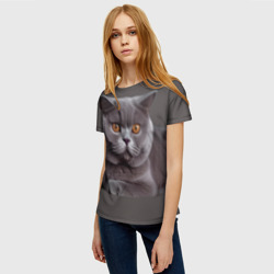 Женская футболка 3D Британская кошка порода - фото 2