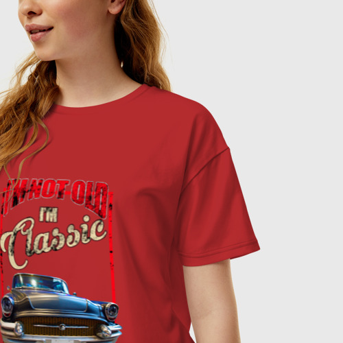 Женская футболка хлопок Oversize с принтом Классика автомобиль Buick Roadmaster, фото на моделе #1