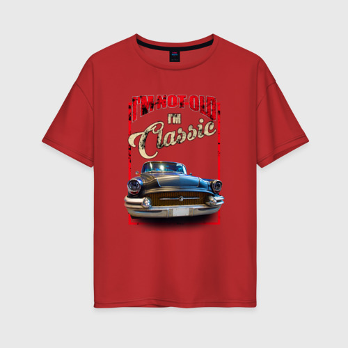 Женская футболка хлопок Oversize с принтом Классика автомобиль Buick Roadmaster, вид спереди #2