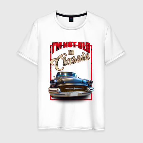 Мужская футболка из хлопка с принтом Классика автомобиль Buick Roadmaster, вид спереди №1