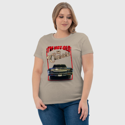 Женская футболка хлопок с принтом Классика автомобиль Chevrolet Impala, фото #4