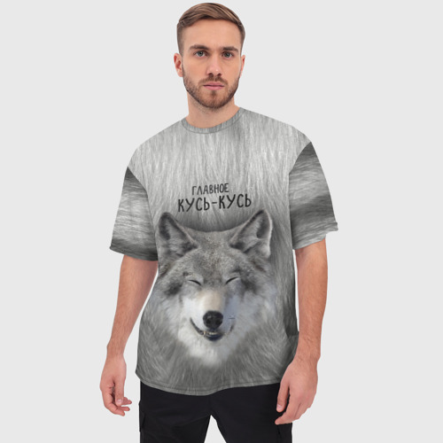 Мужская футболка oversize 3D Серенький волчок, цвет 3D печать - фото 3