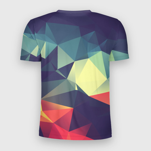 Мужская футболка 3D Slim с принтом Разноцветный полигональный узор, вид сзади #1