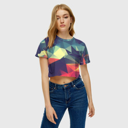 Женская футболка Crop-top 3D Разноцветный полигональный узор - фото 2