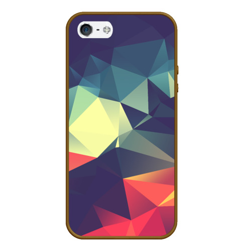 Чехол для iPhone 5/5S матовый Разноцветный полигональный узор, цвет коричневый