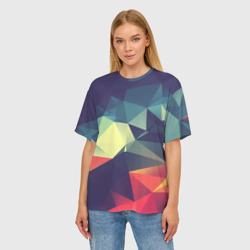 Женская футболка oversize 3D Разноцветный полигональный узор - фото 2