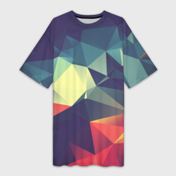 Платье-футболка 3D Разноцветный полигональный узор