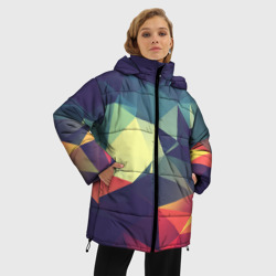 Женская зимняя куртка Oversize Разноцветный полигональный узор - фото 2