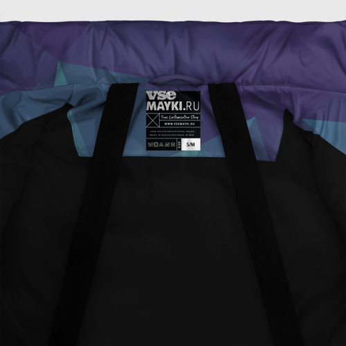 Женская зимняя куртка Oversize Разноцветный полигональный узор, цвет черный - фото 7