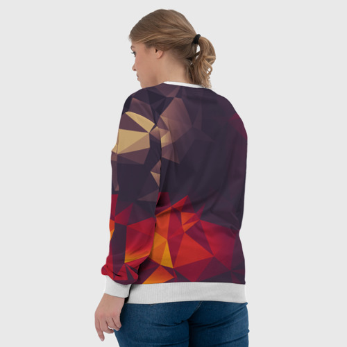Женский свитшот 3D с принтом Полигональный узор, вид сзади #2