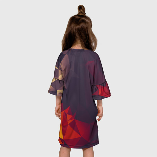 Детское платье 3D с принтом Полигональный узор, вид сзади #2