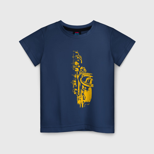 Детская футболка из хлопка с принтом С саксофоном, вид спереди №1